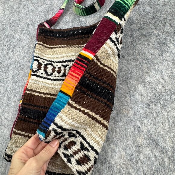 Serape Mexican Crossbody Blanket Bag Multicolor Messenger Hippie - Picture 2 of 9